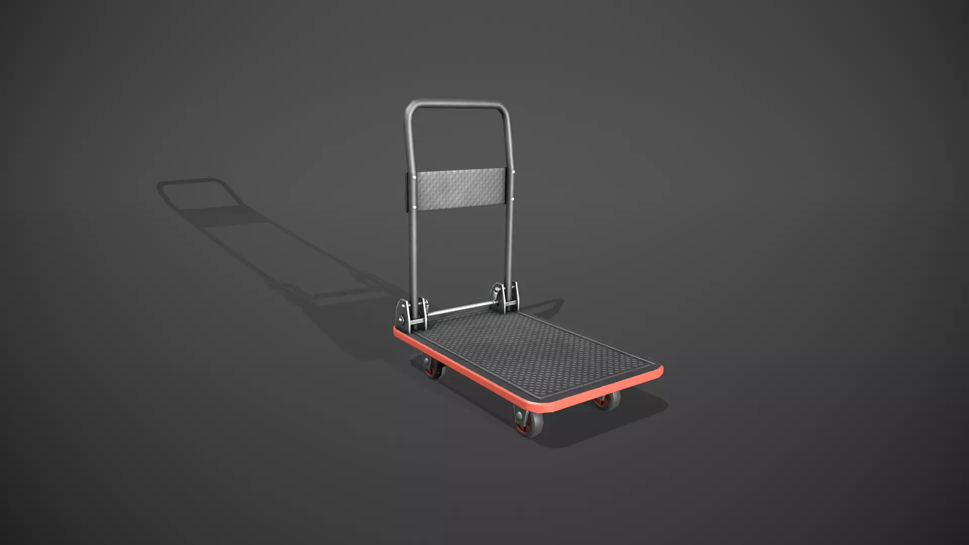 Folding Platform Truck - Trolley - Red Accents Low-poly 3D model_0