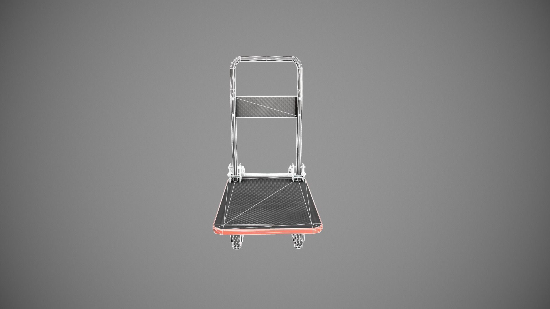 Folding Platform Truck - Trolley - Red Accents Low-poly 3D model_12