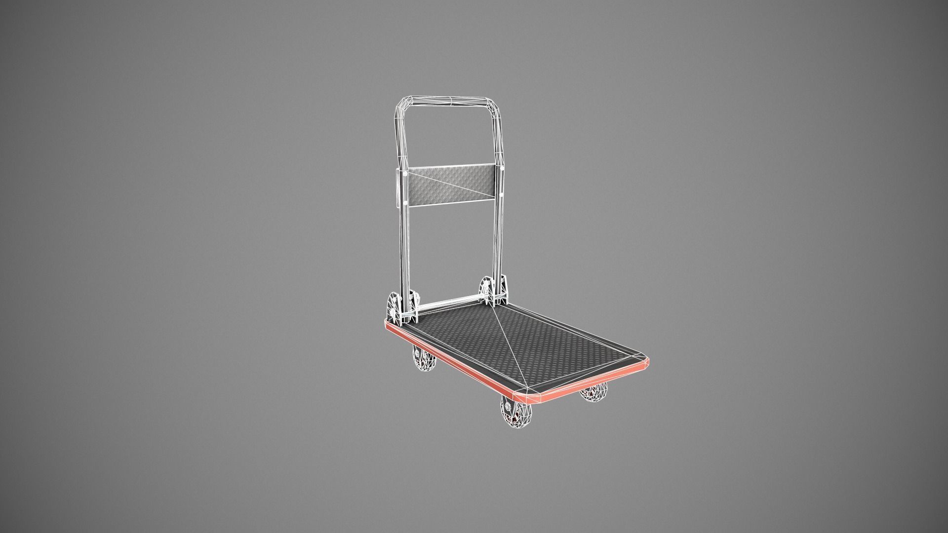 Folding Platform Truck - Trolley - Red Accents Low-poly 3D model_13