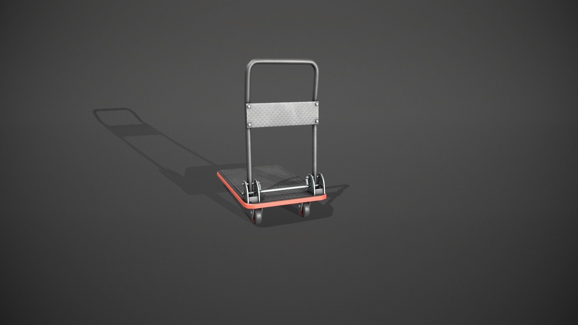 Folding Platform Truck - Trolley - Red Accents Low-poly 3D model_6