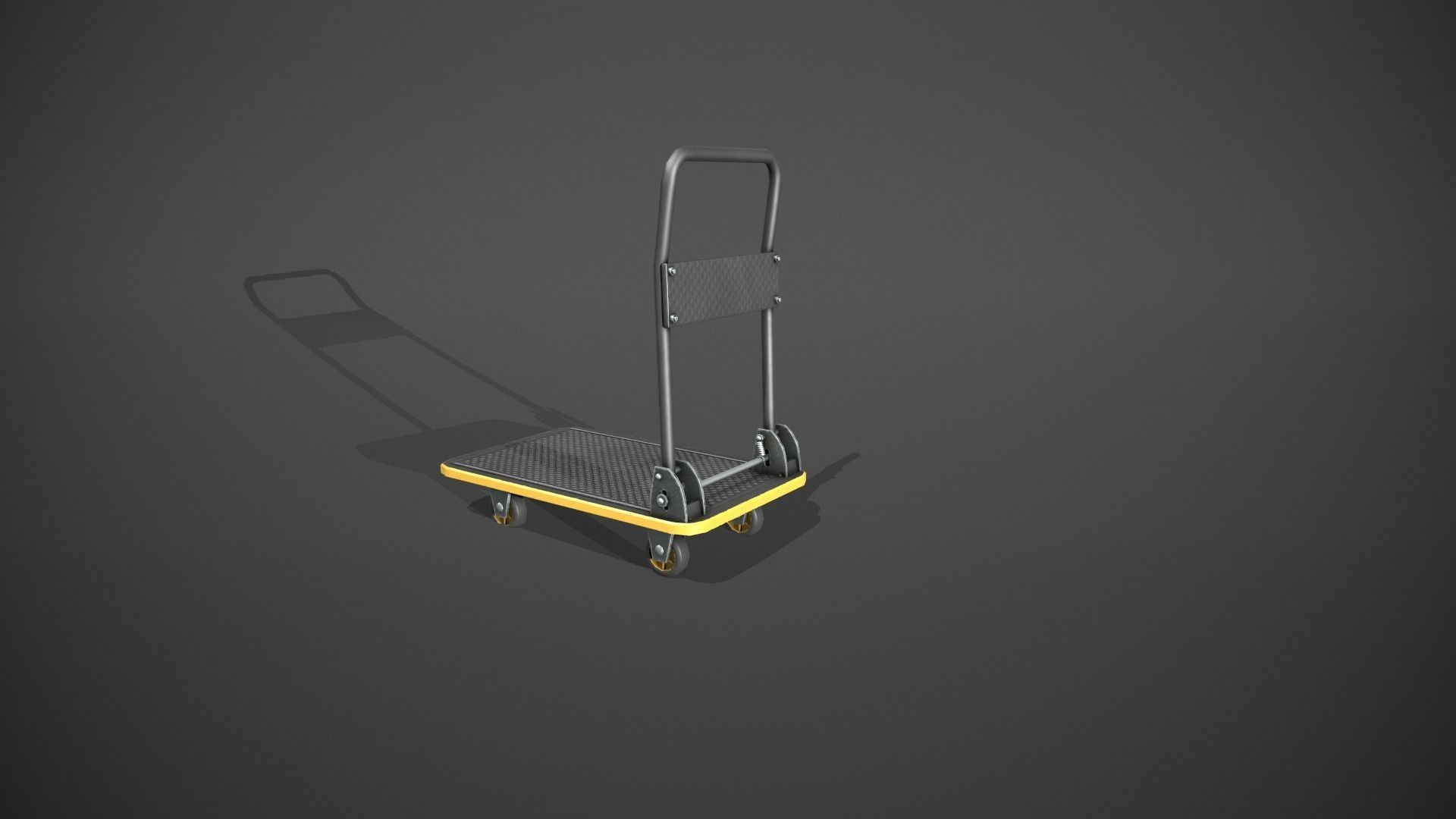 Folding Platform Truck - Trolley - Yellow Accents Low-poly 3D model_7