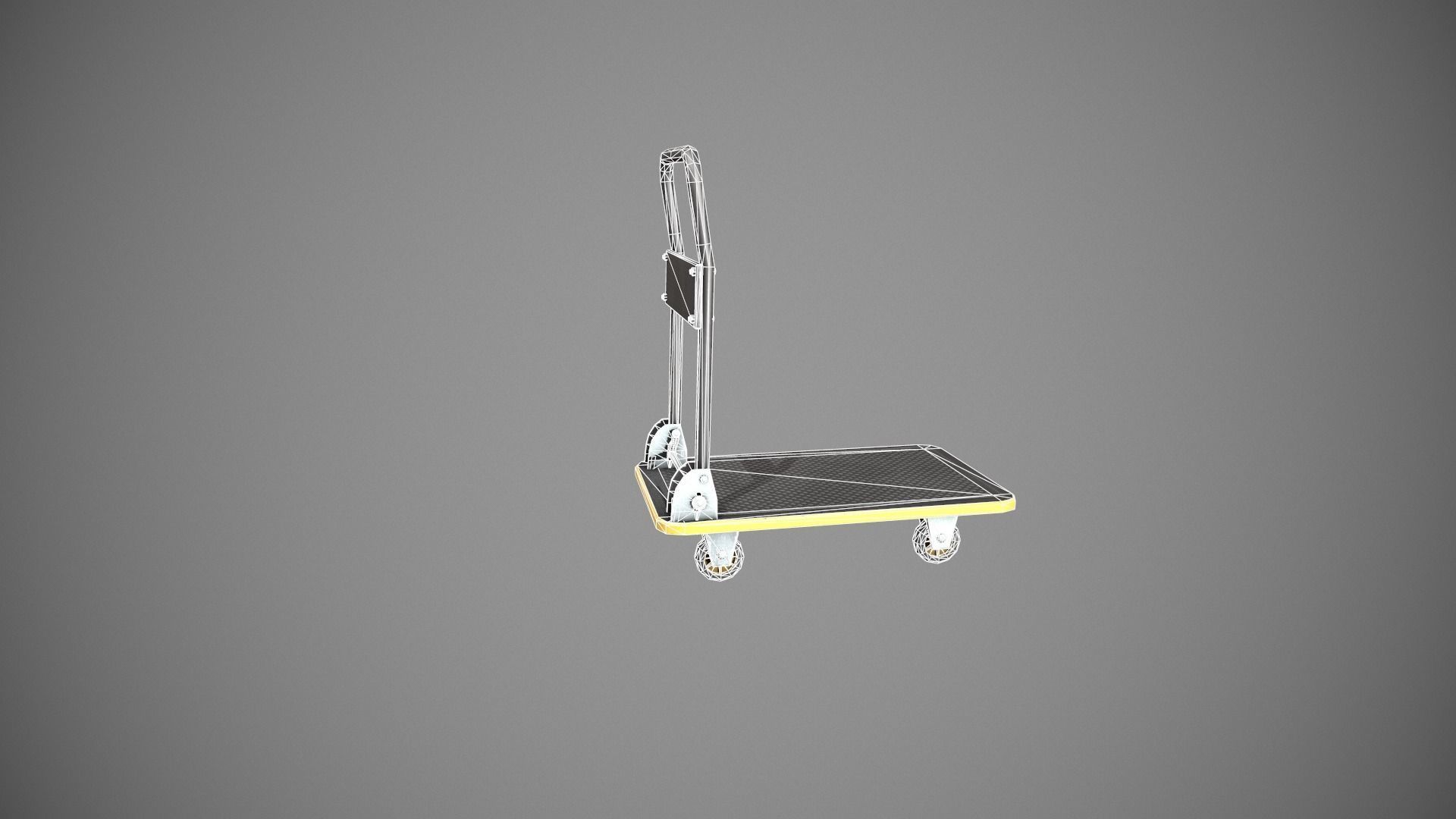 Folding Platform Truck - Trolley - Yellow Accents Low-poly 3D model_15