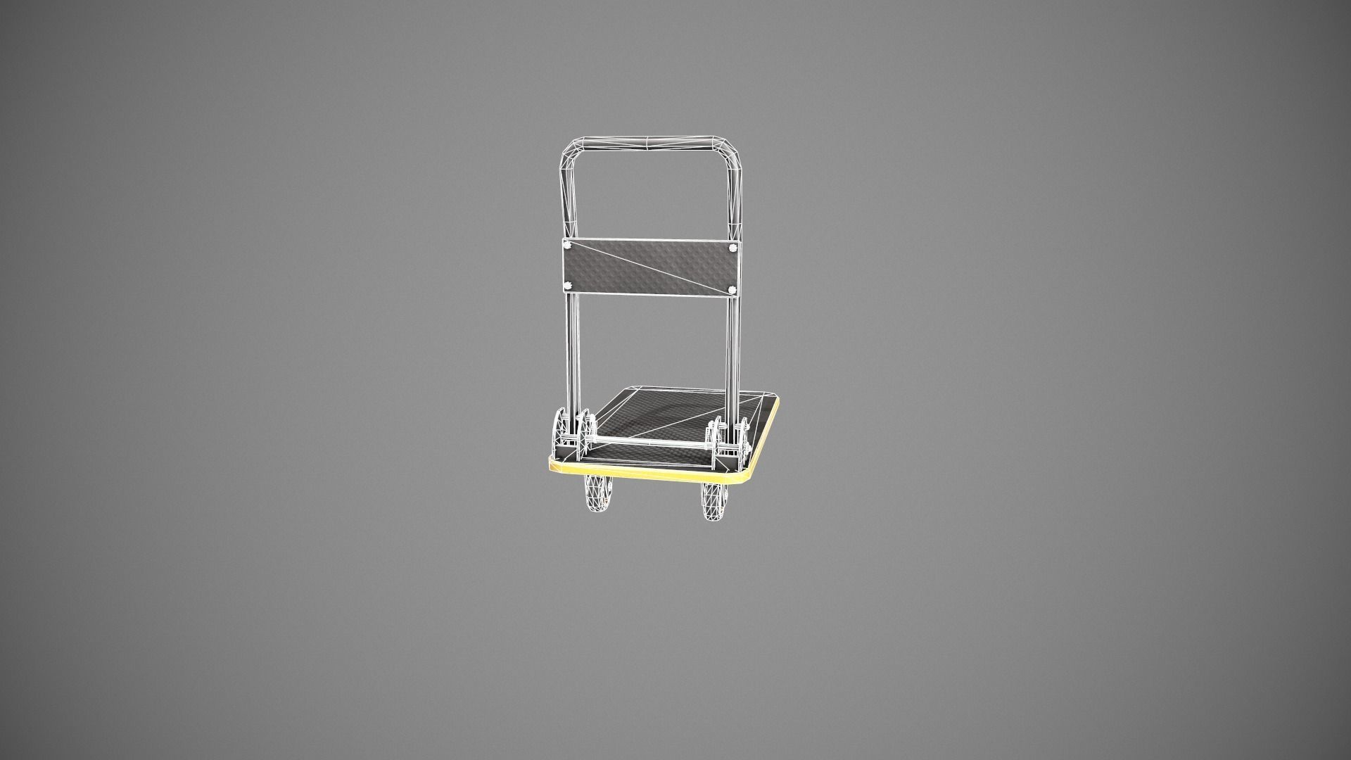 Folding Platform Truck - Trolley - Yellow Accents Low-poly 3D model_17