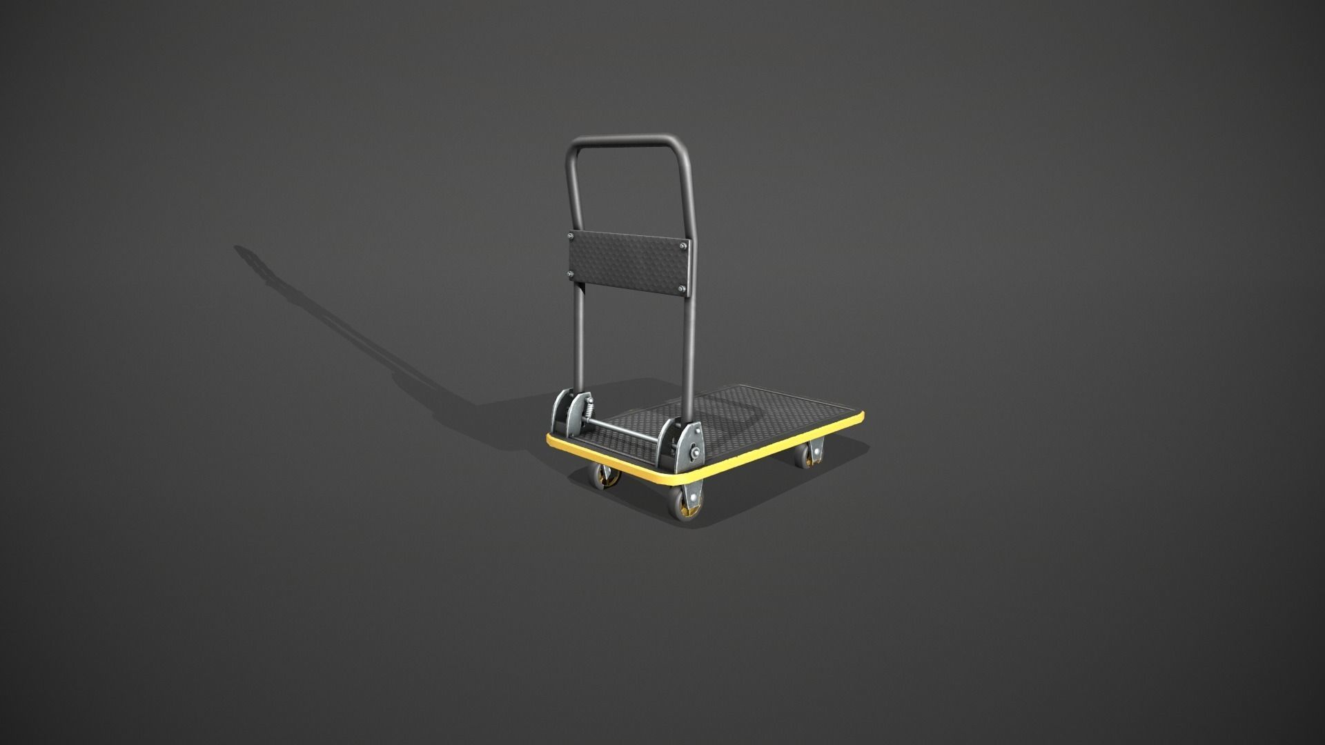 Folding Platform Truck - Trolley - Yellow Accents Low-poly 3D model_4