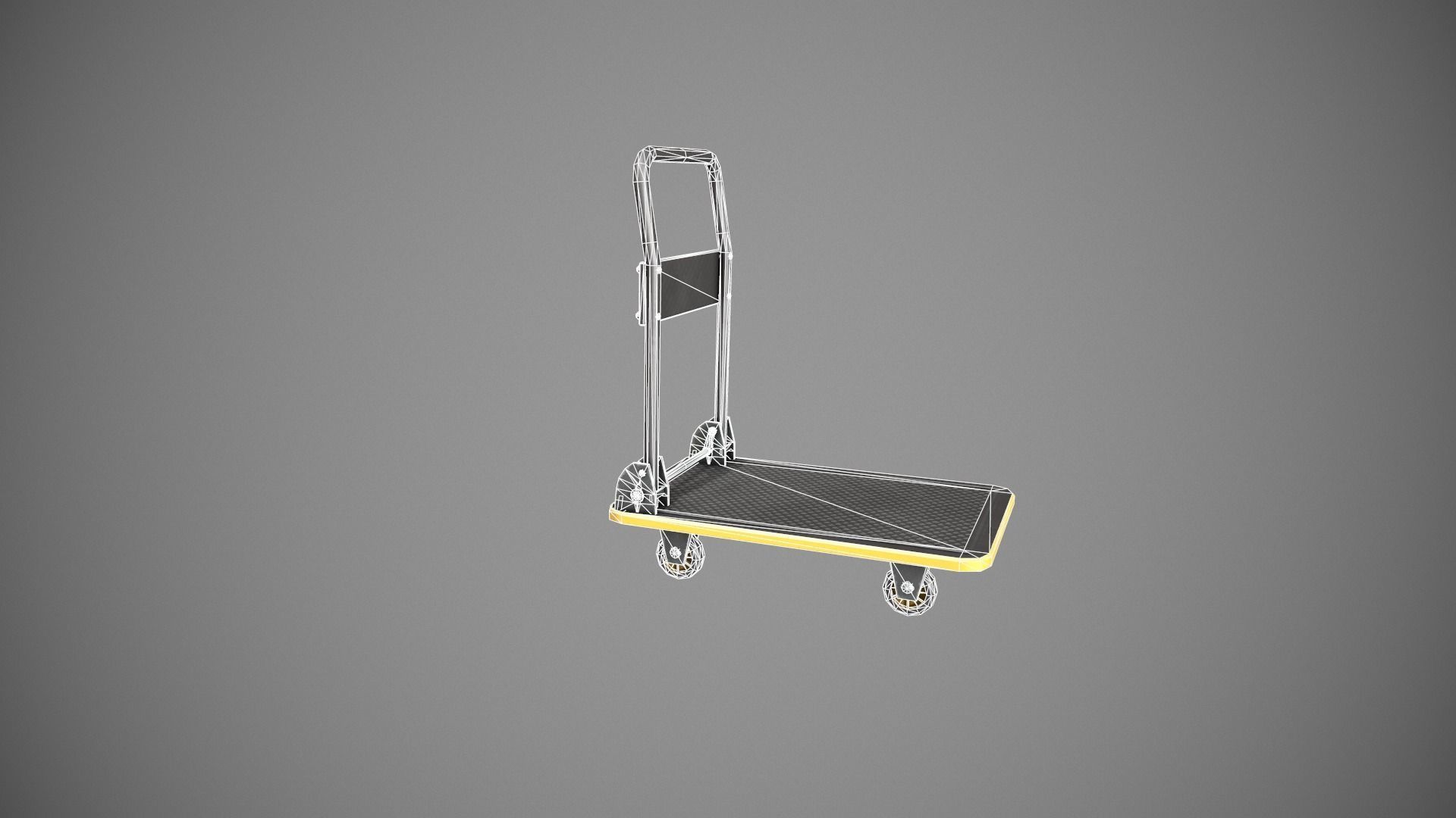 Folding Platform Truck - Trolley - Yellow Accents Low-poly 3D model_14