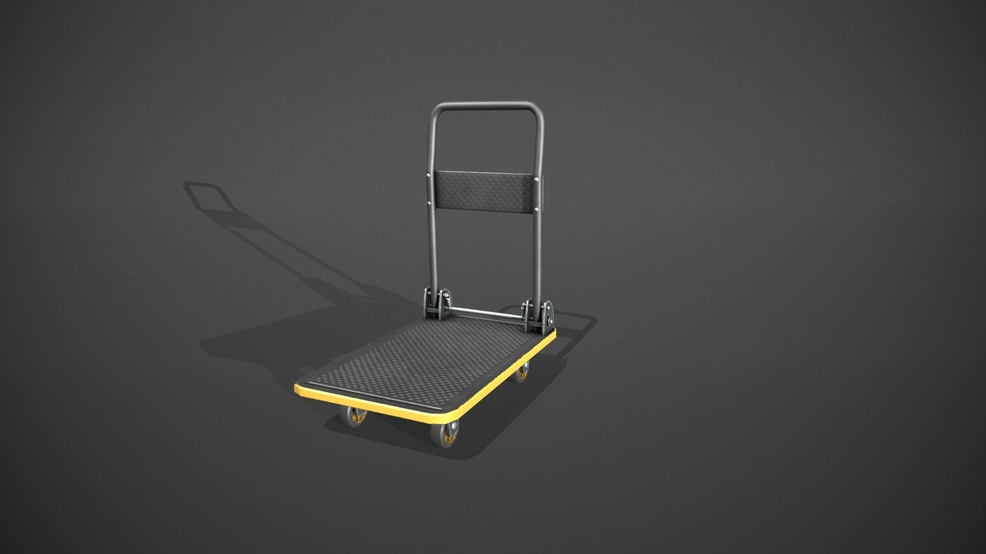 Folding Platform Truck - Trolley - Yellow Accents Low-poly 3D model_10