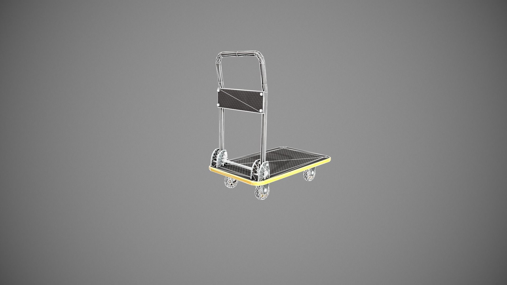 Folding Platform Truck - Trolley - Yellow Accents Low-poly 3D model_16