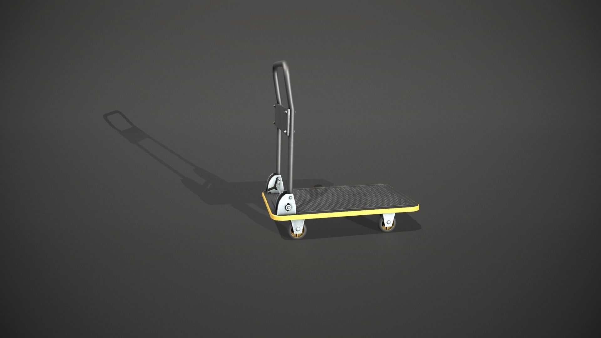 Folding Platform Truck - Trolley - Yellow Accents Low-poly 3D model_3