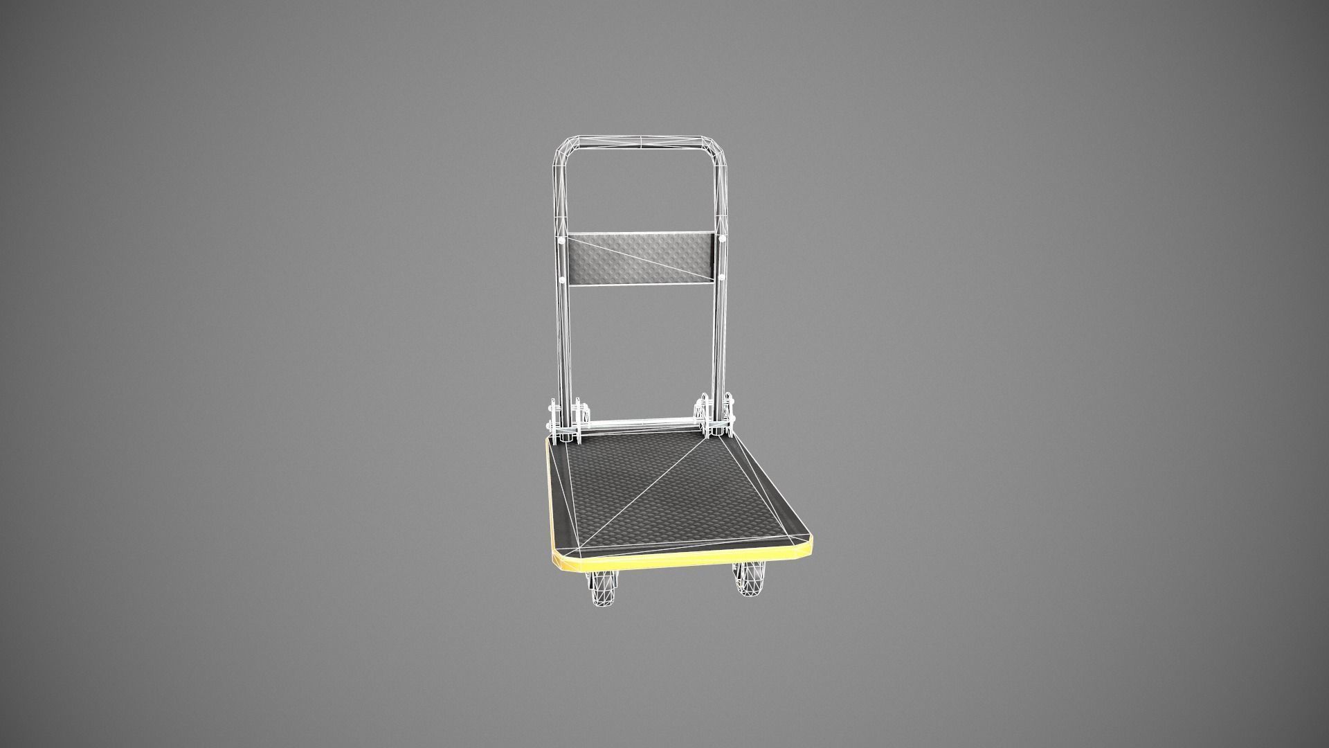 Folding Platform Truck - Trolley - Yellow Accents Low-poly 3D model_23