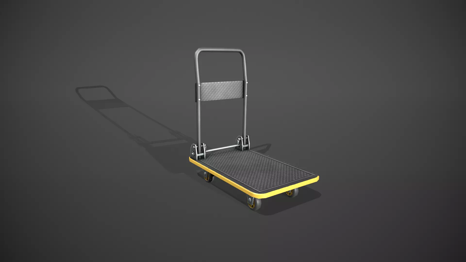 Folding Platform Truck - Trolley - Yellow Accents Low-poly 3D model_0