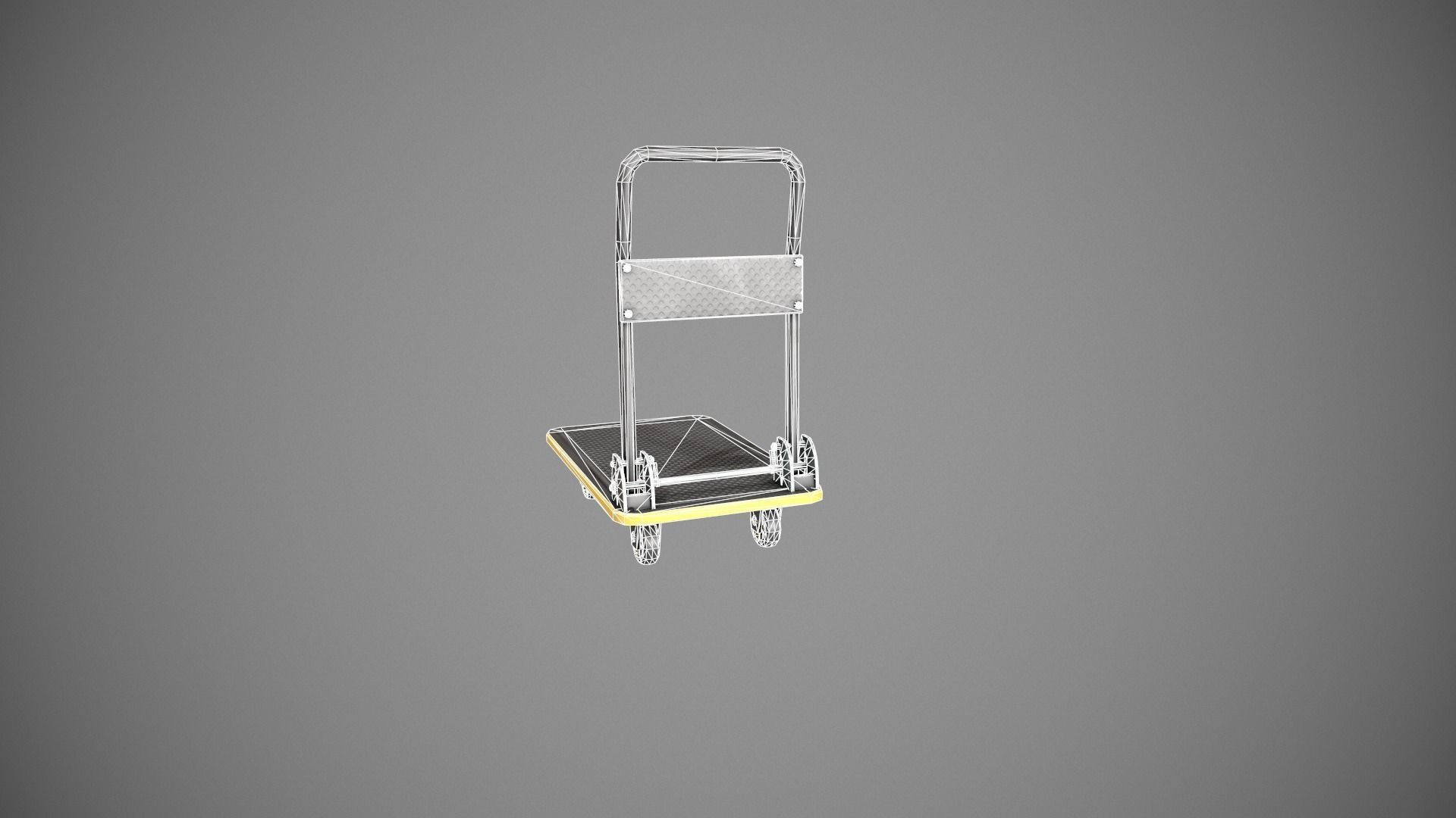 Folding Platform Truck - Trolley - Yellow Accents Low-poly 3D model_18