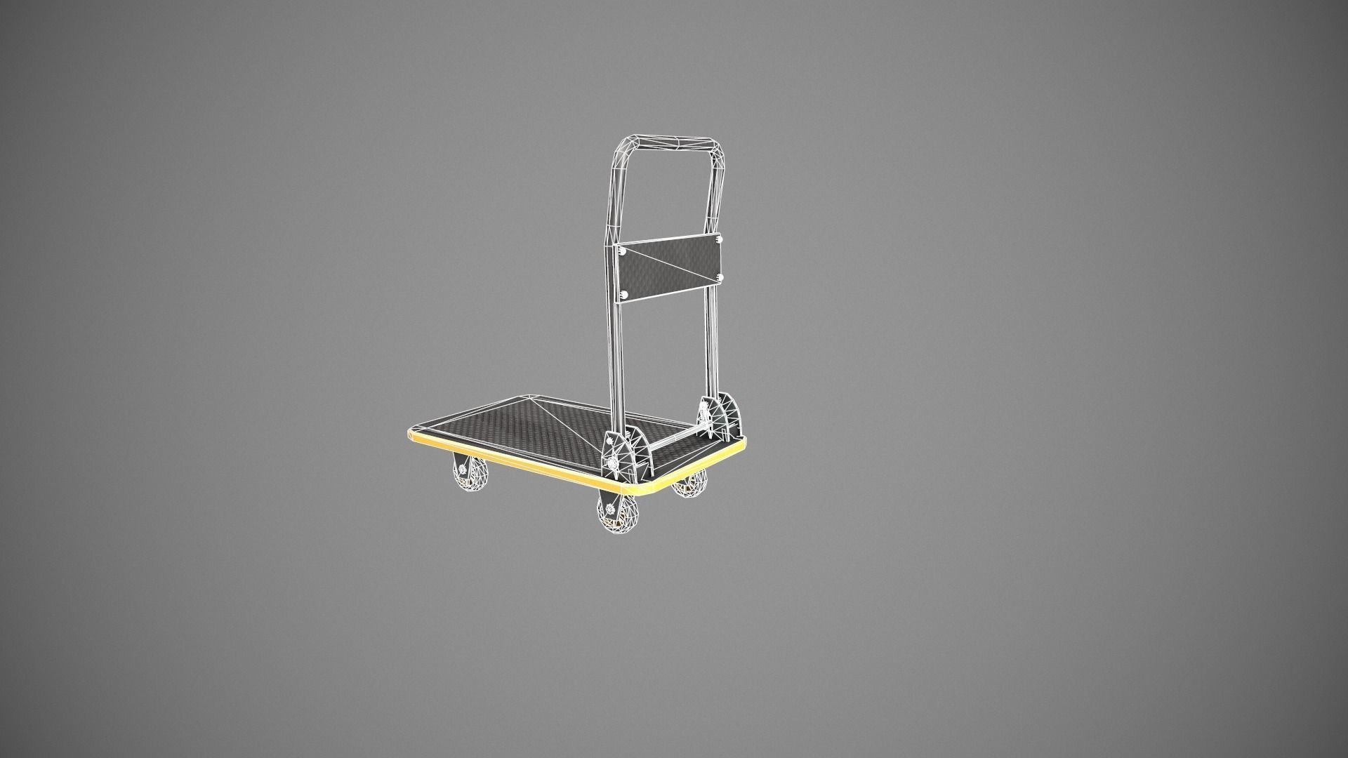 Folding Platform Truck - Trolley - Yellow Accents Low-poly 3D model_19