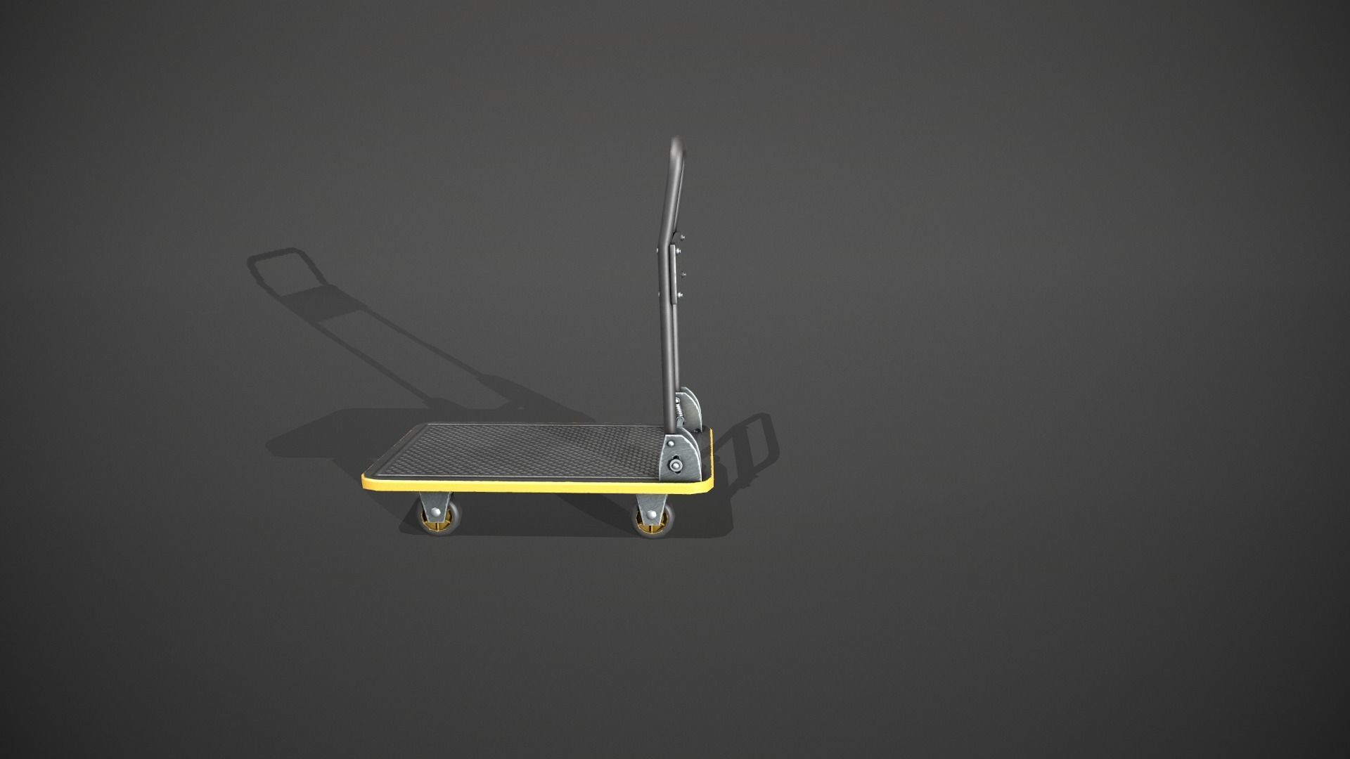 Folding Platform Truck - Trolley - Yellow Accents Low-poly 3D model_8