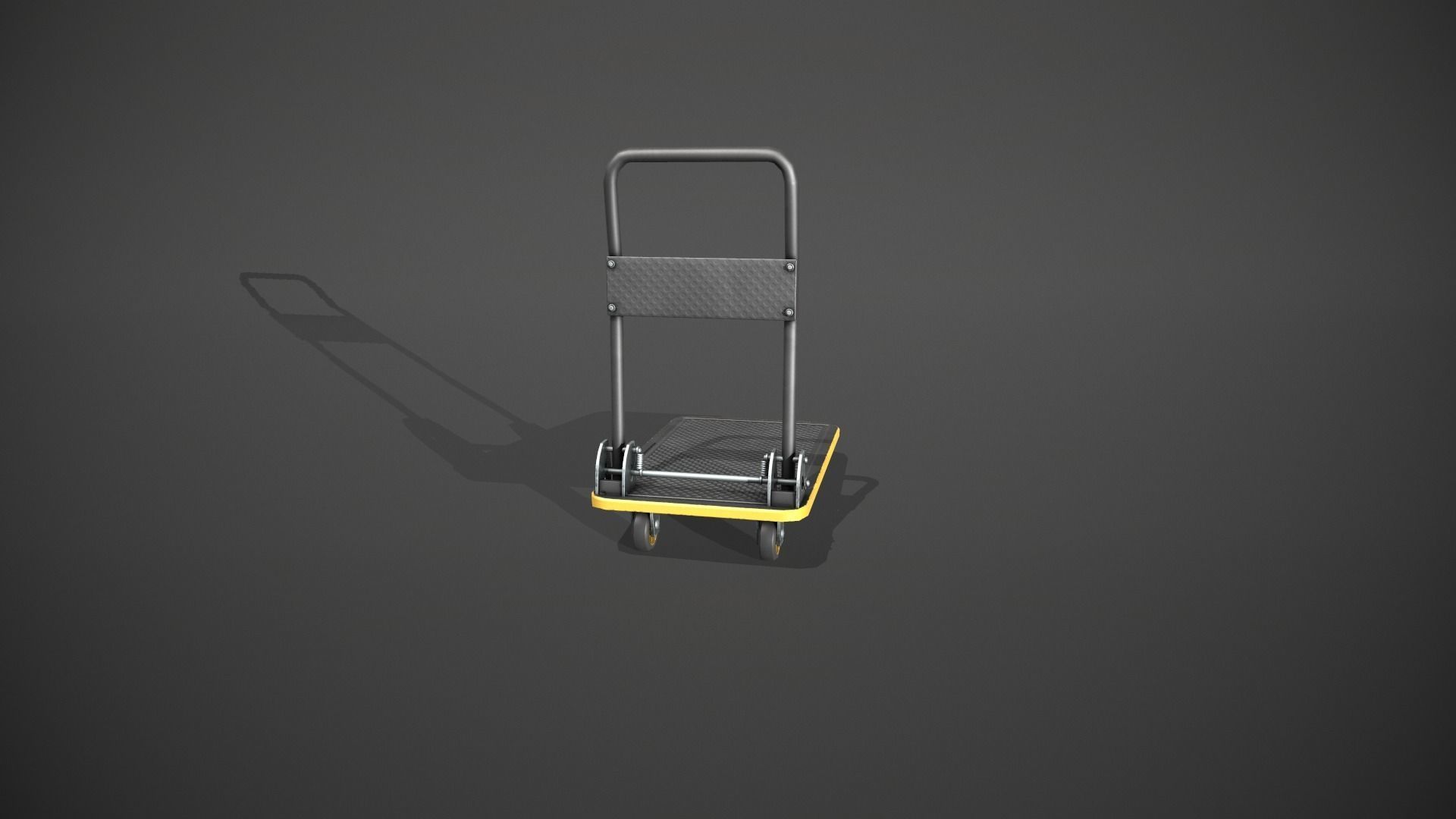 Folding Platform Truck - Trolley - Yellow Accents Low-poly 3D model_5