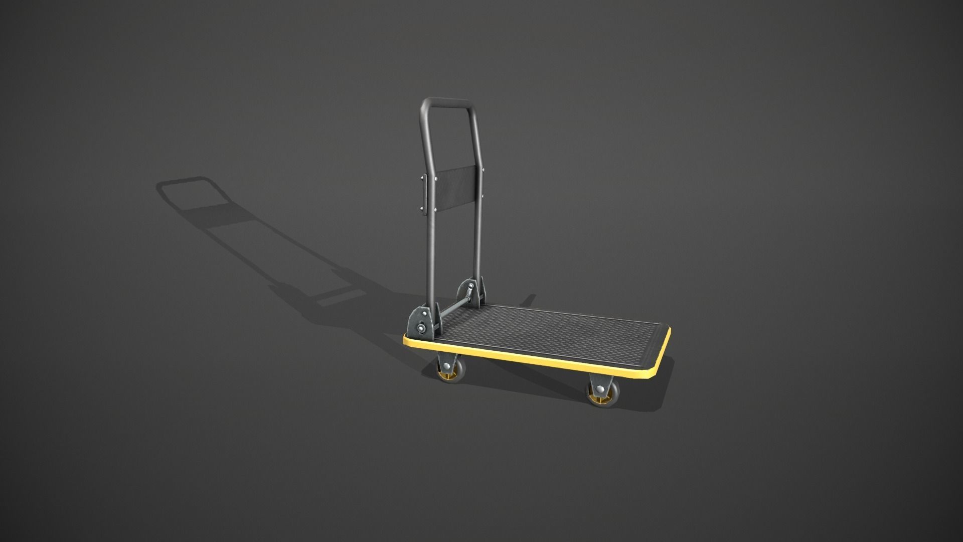 Folding Platform Truck - Trolley - Yellow Accents Low-poly 3D model_2
