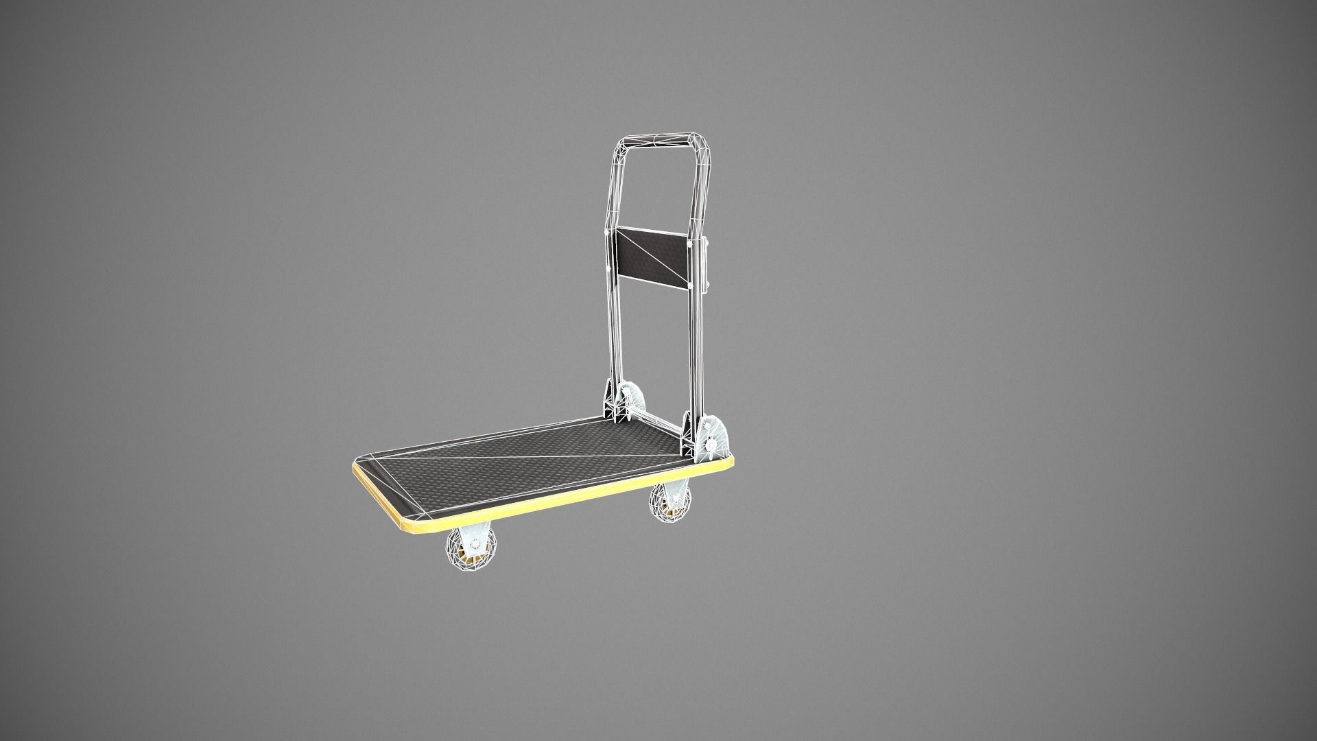 Folding Platform Truck - Trolley - Yellow Accents Low-poly 3D model_21
