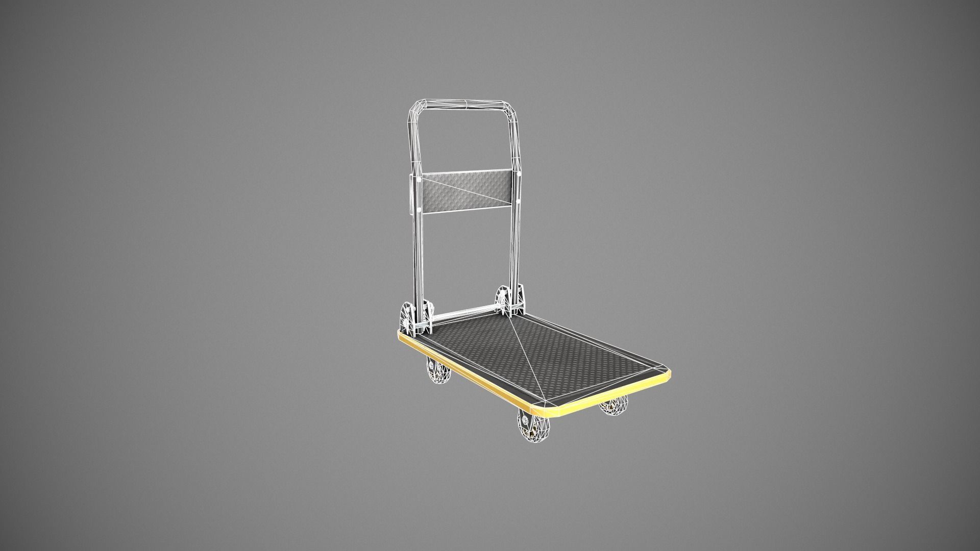 Folding Platform Truck - Trolley - Yellow Accents Low-poly 3D model_13