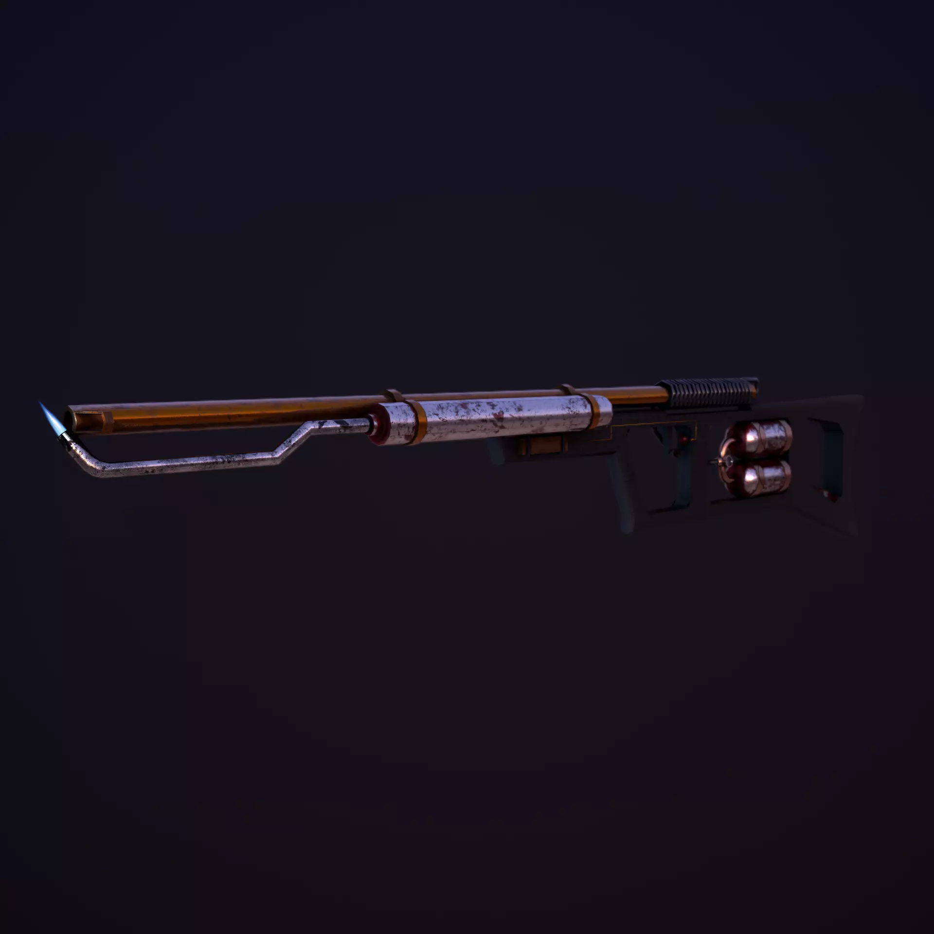 Flamethrower fire extinguisher Low-poly 3D model_0