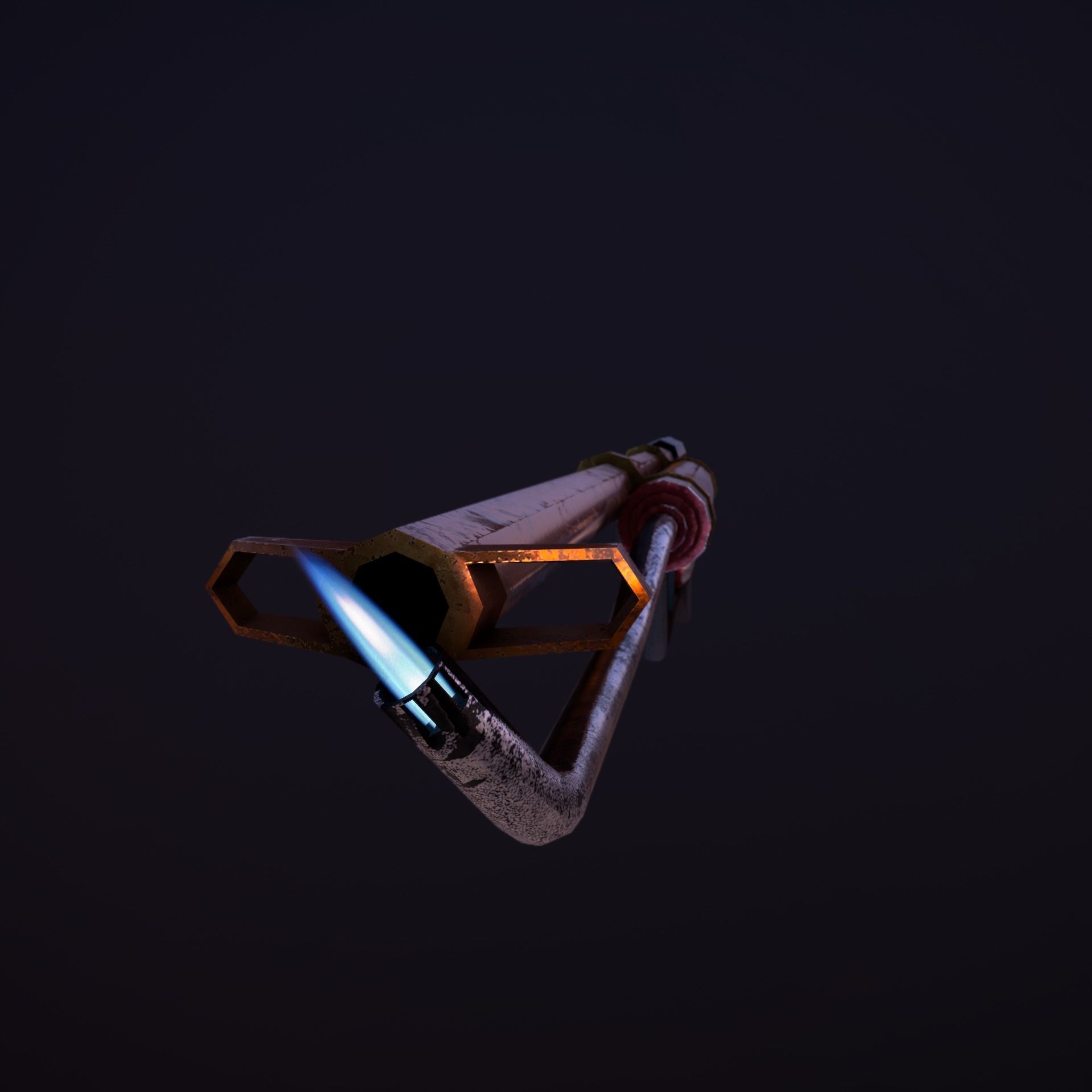 Flamethrower fire extinguisher Low-poly 3D model_3