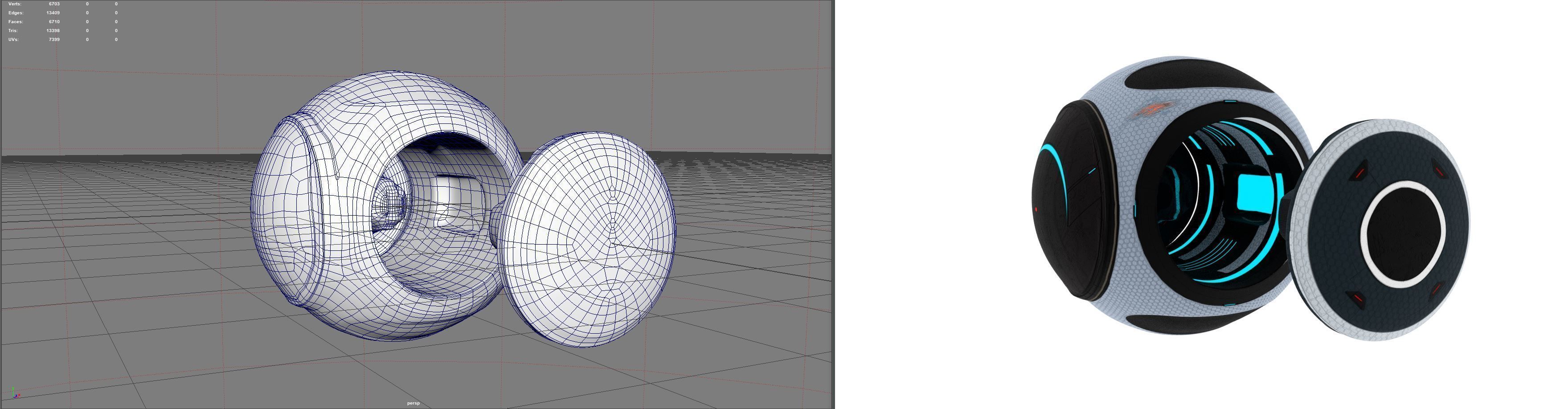 Scifi Camera Drone Low-poly 3D model_8