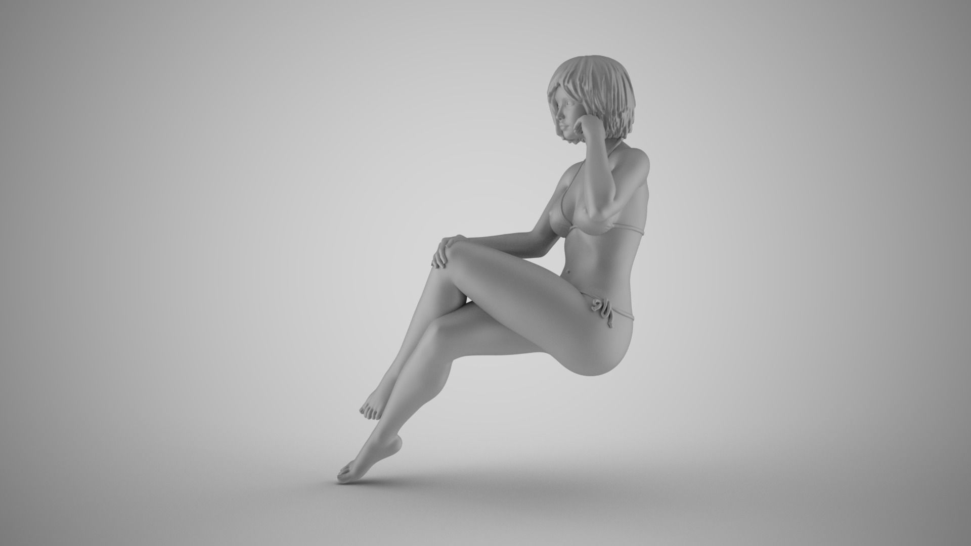 Woman Take Glance Smile 3D print model_1