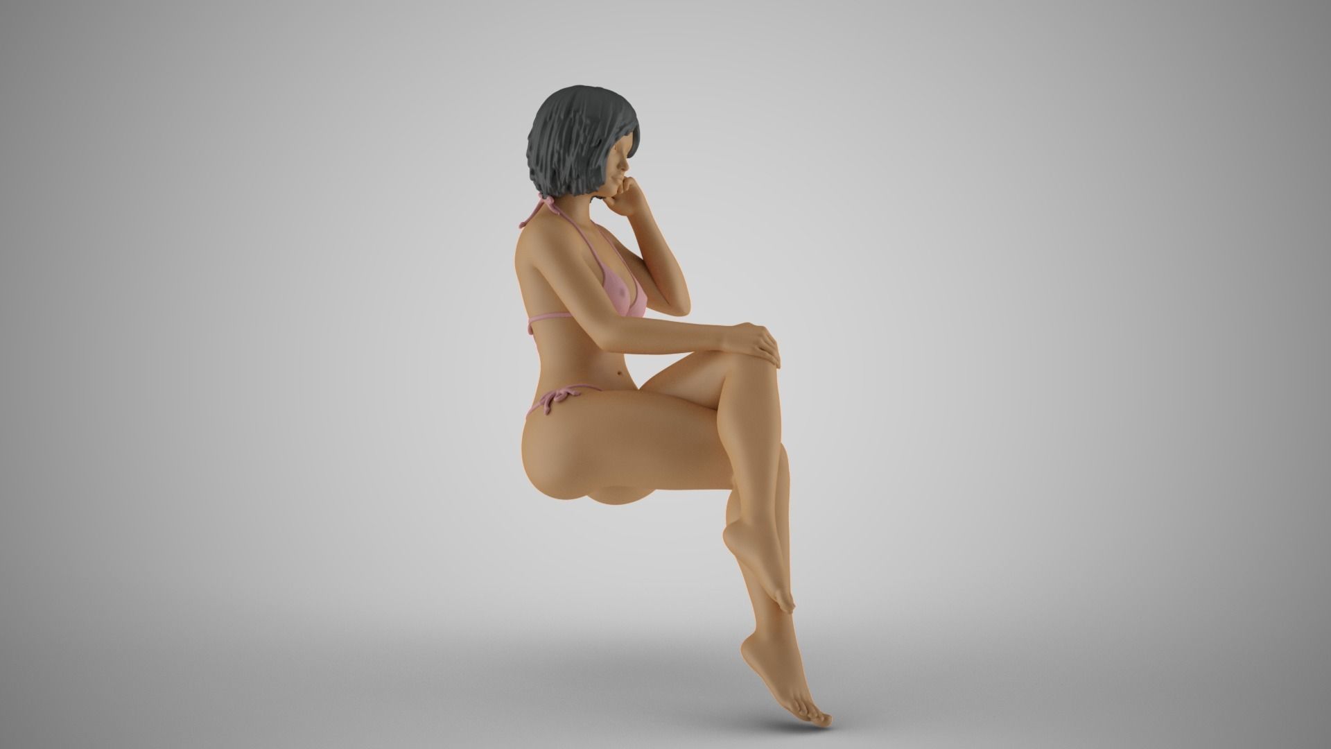 Woman Take Glance Smile 3D print model_5