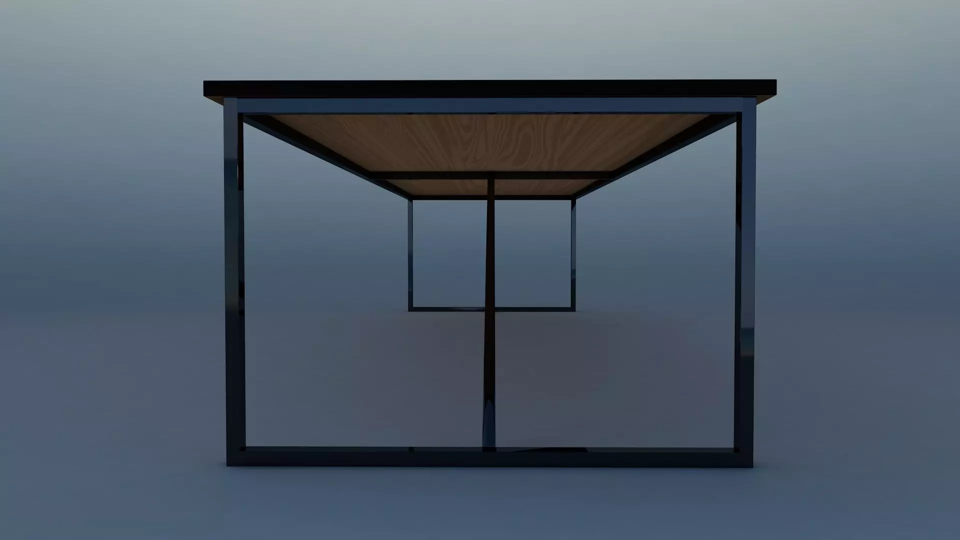 BigTable table with frame and wooden top Low-poly 3D model_0