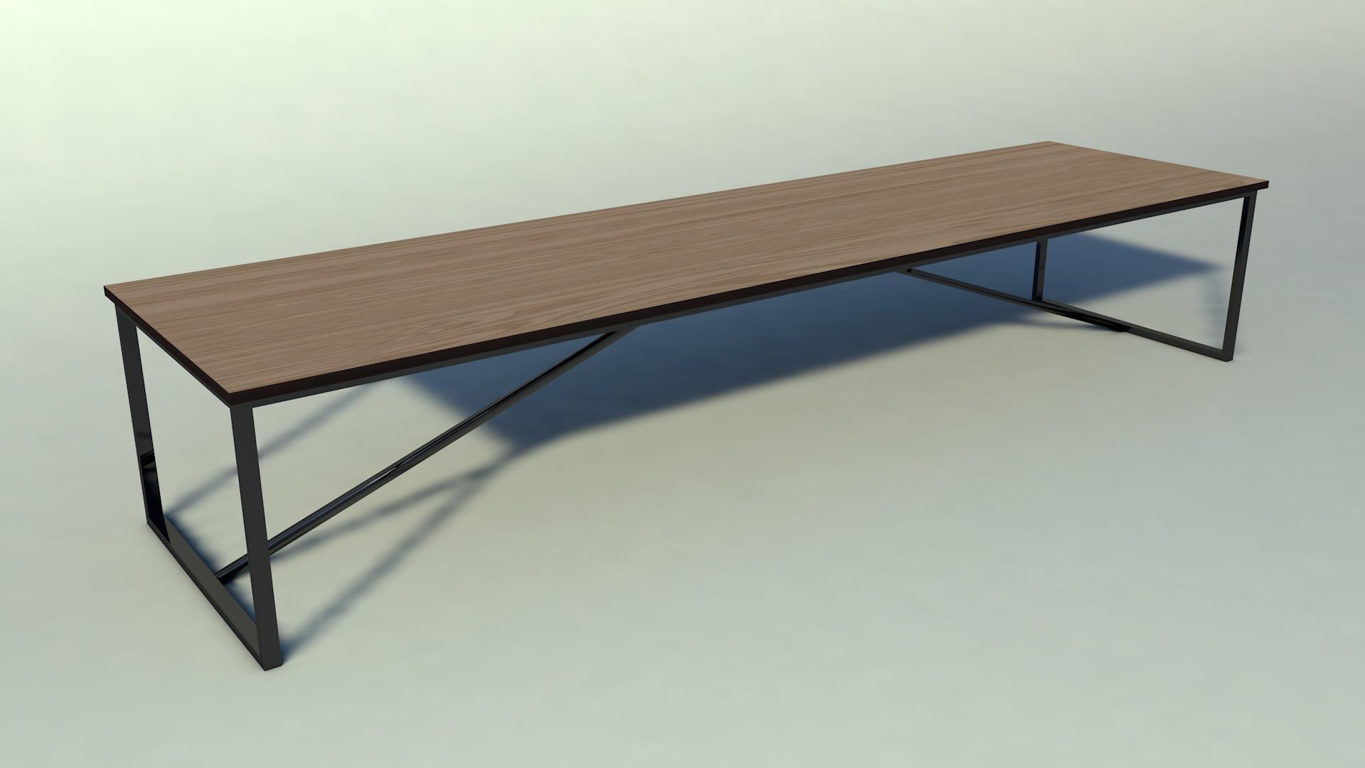 BigTable table with frame and wooden top Low-poly 3D model_2