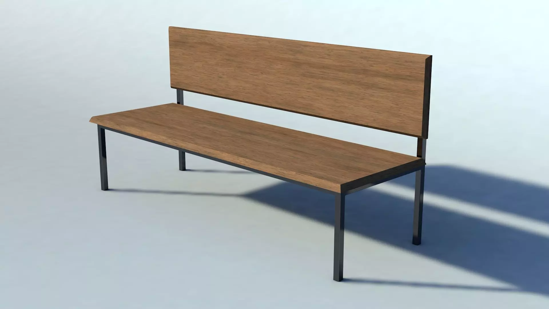 Bench wooden Low-poly 3D model