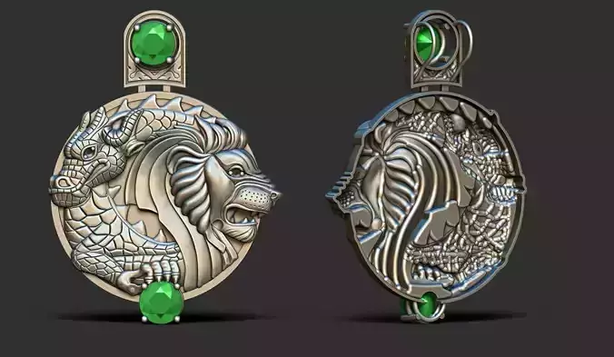 dragon pendant with emerald stone