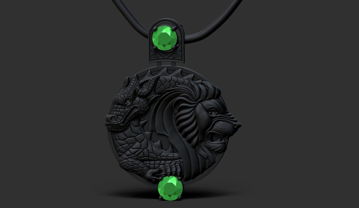 dragon pendant with emerald stone 3D print model_1