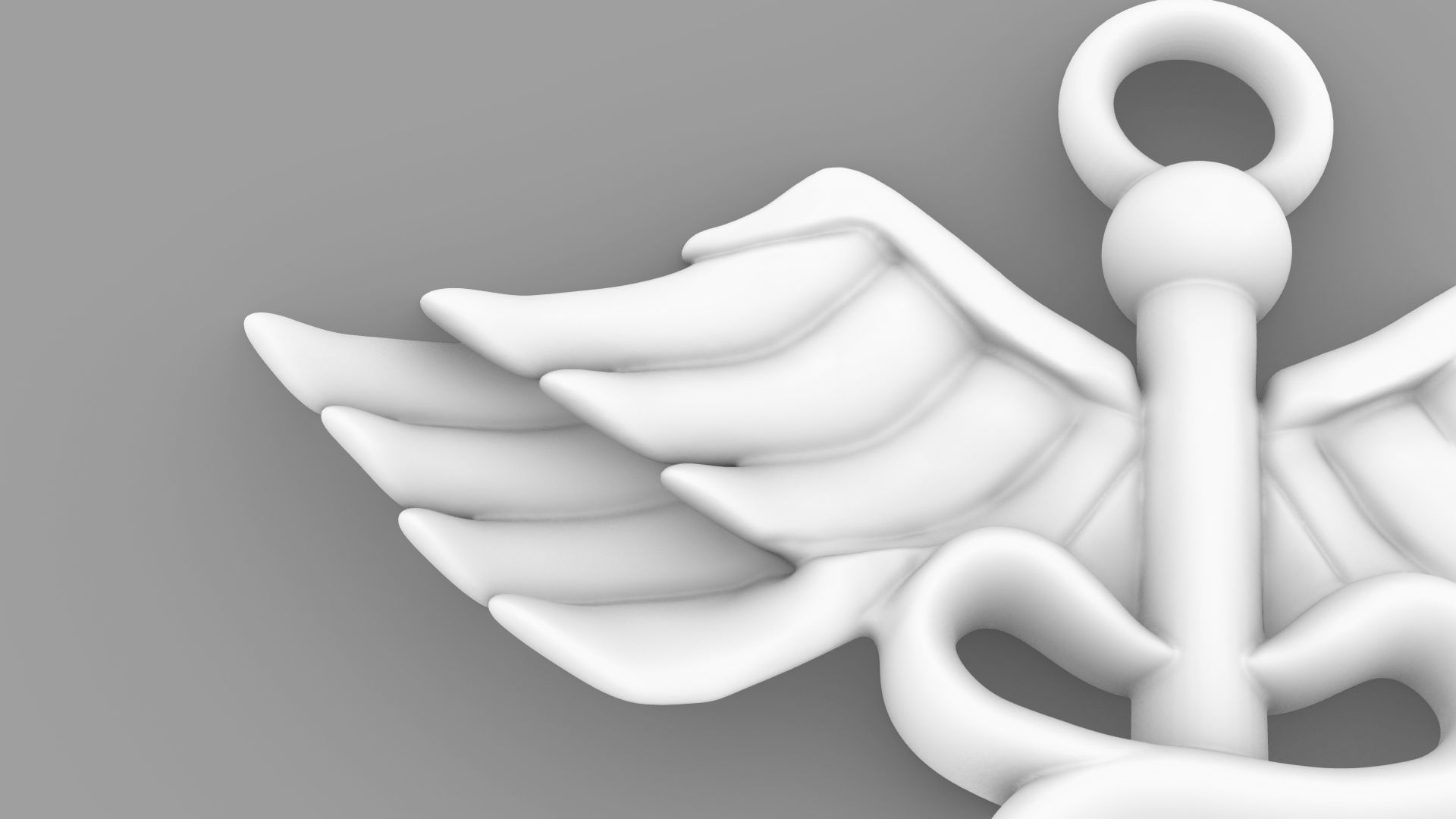 Wings snake key pendant 3D print model_4