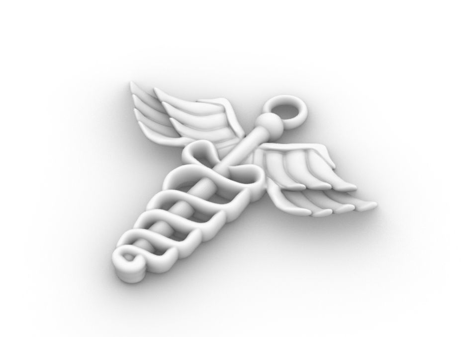 Wings snake key pendant 3D print model_2