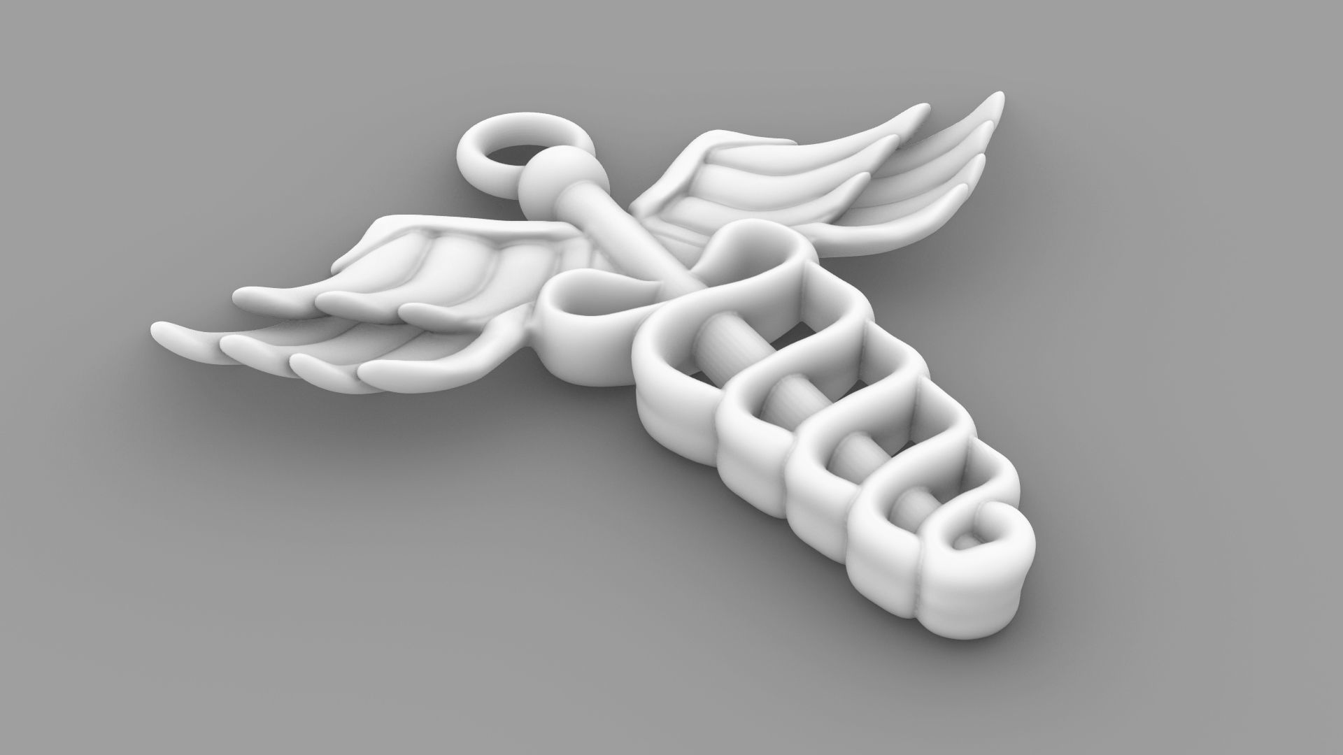 Wings snake key pendant 3D print model_5