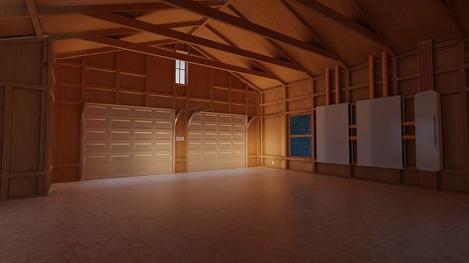 Classic style porch house garage only Low-poly 3D model 2