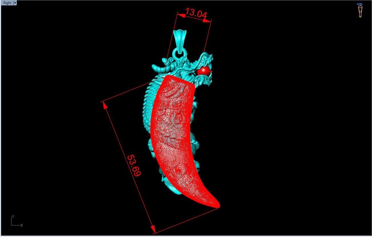 Tiger fangs Pendant 3D print model_6