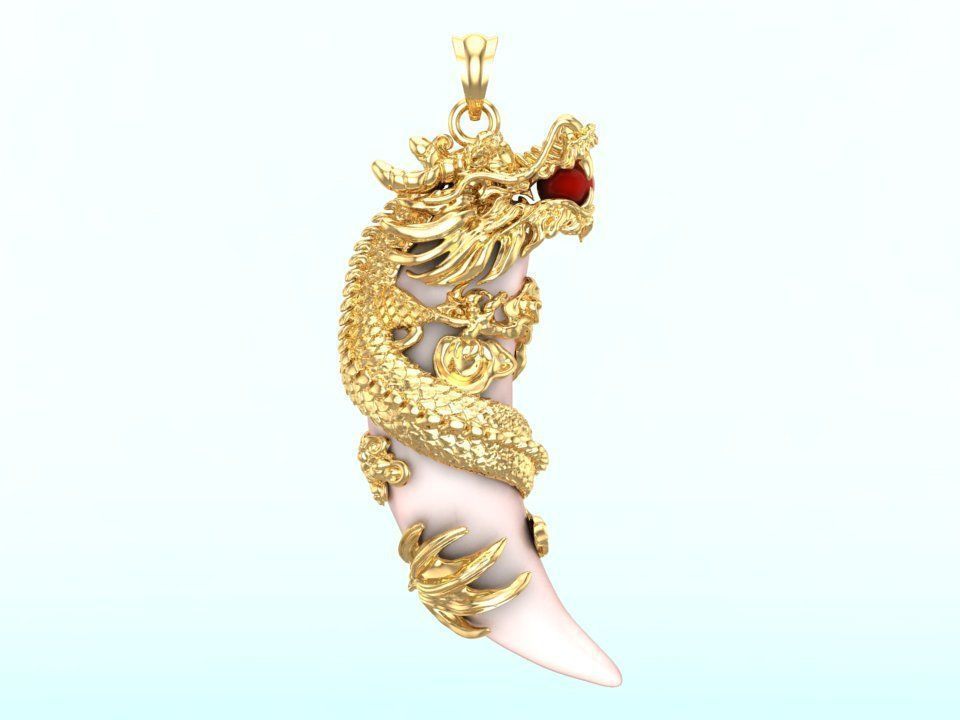 Tiger fangs Pendant 3D print model_3