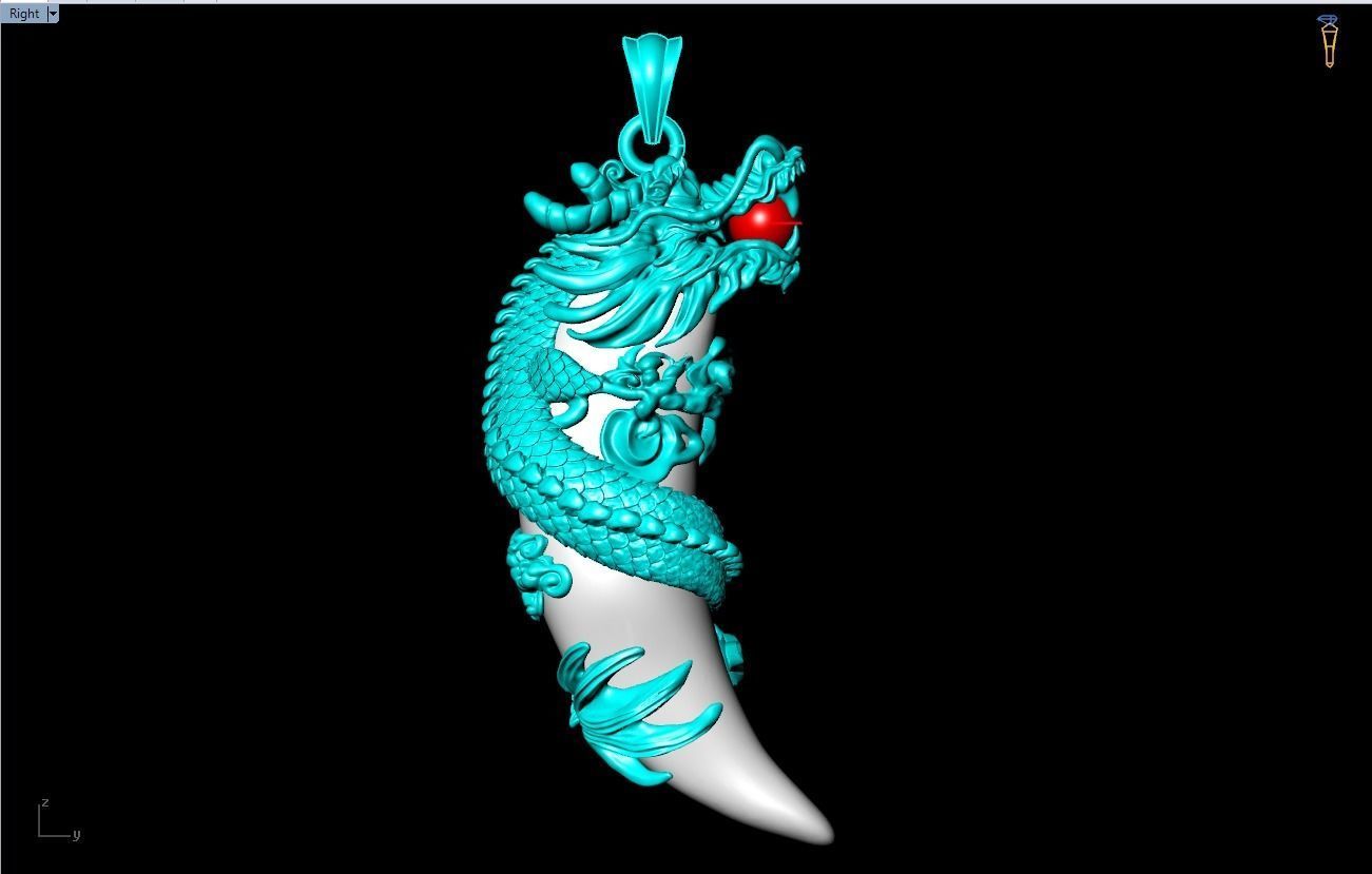 Tiger fangs Pendant 3D print model_4