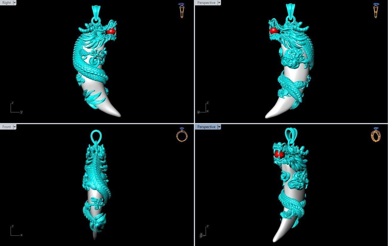 Tiger fangs Pendant 3D print model_5