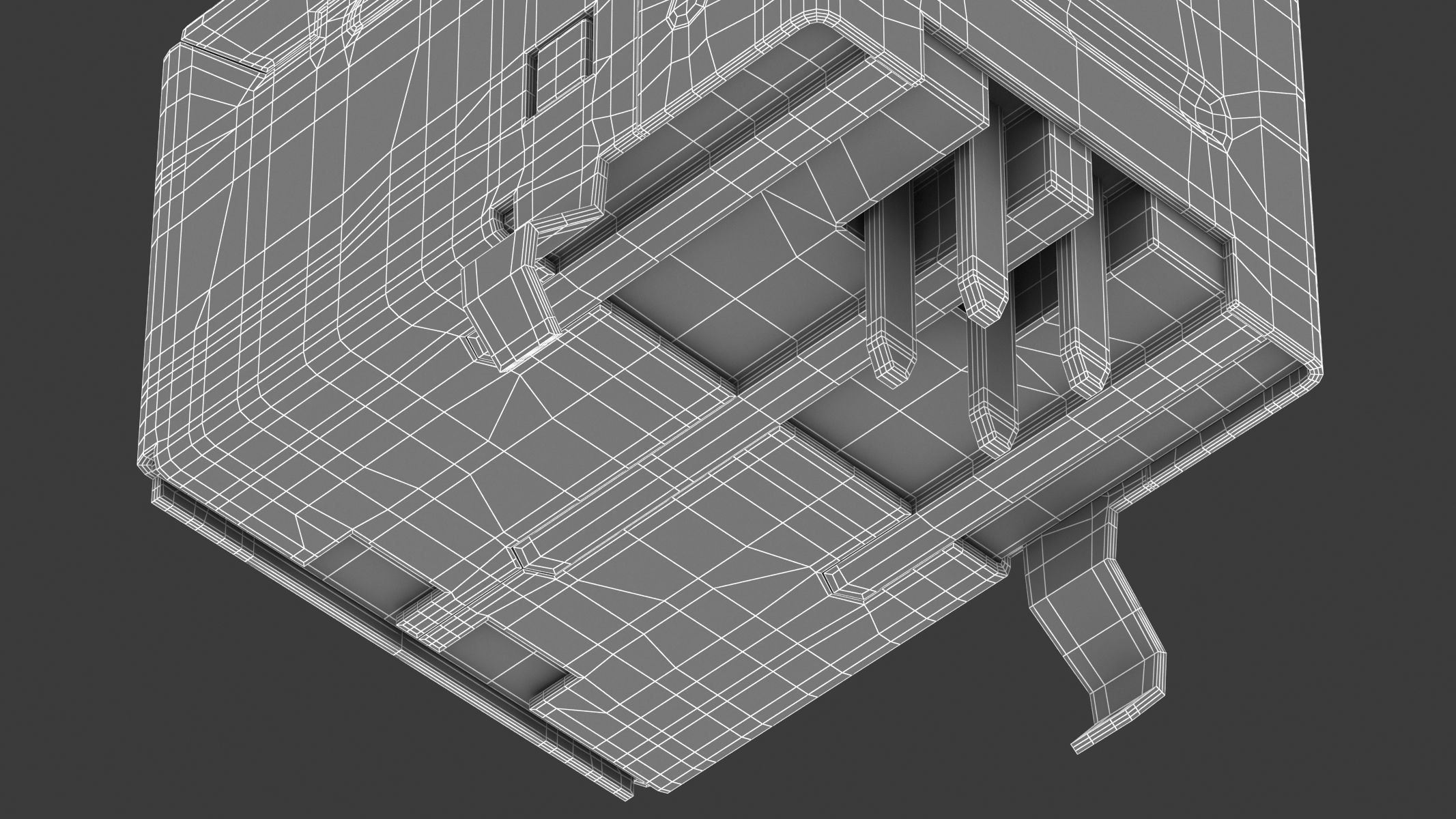 USB Type B Female 3D model_9