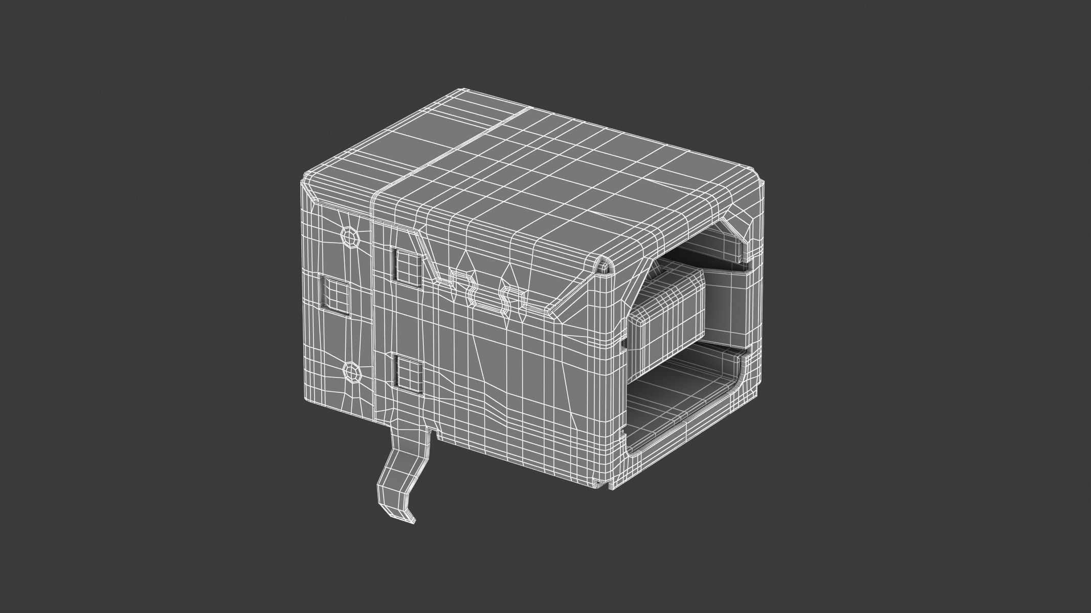 USB Type B Female 3D model_5