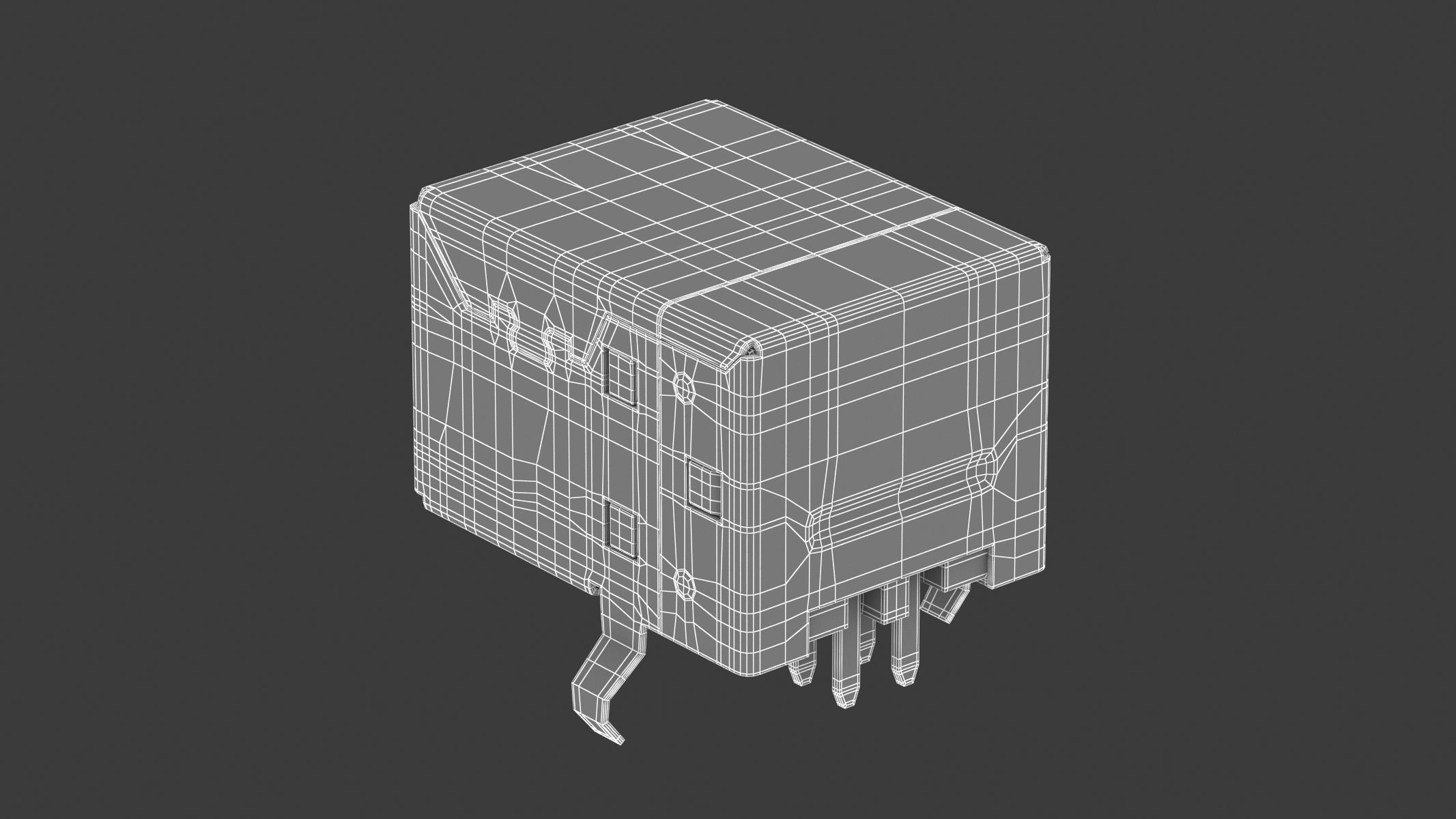 USB Type B Female 3D model_6