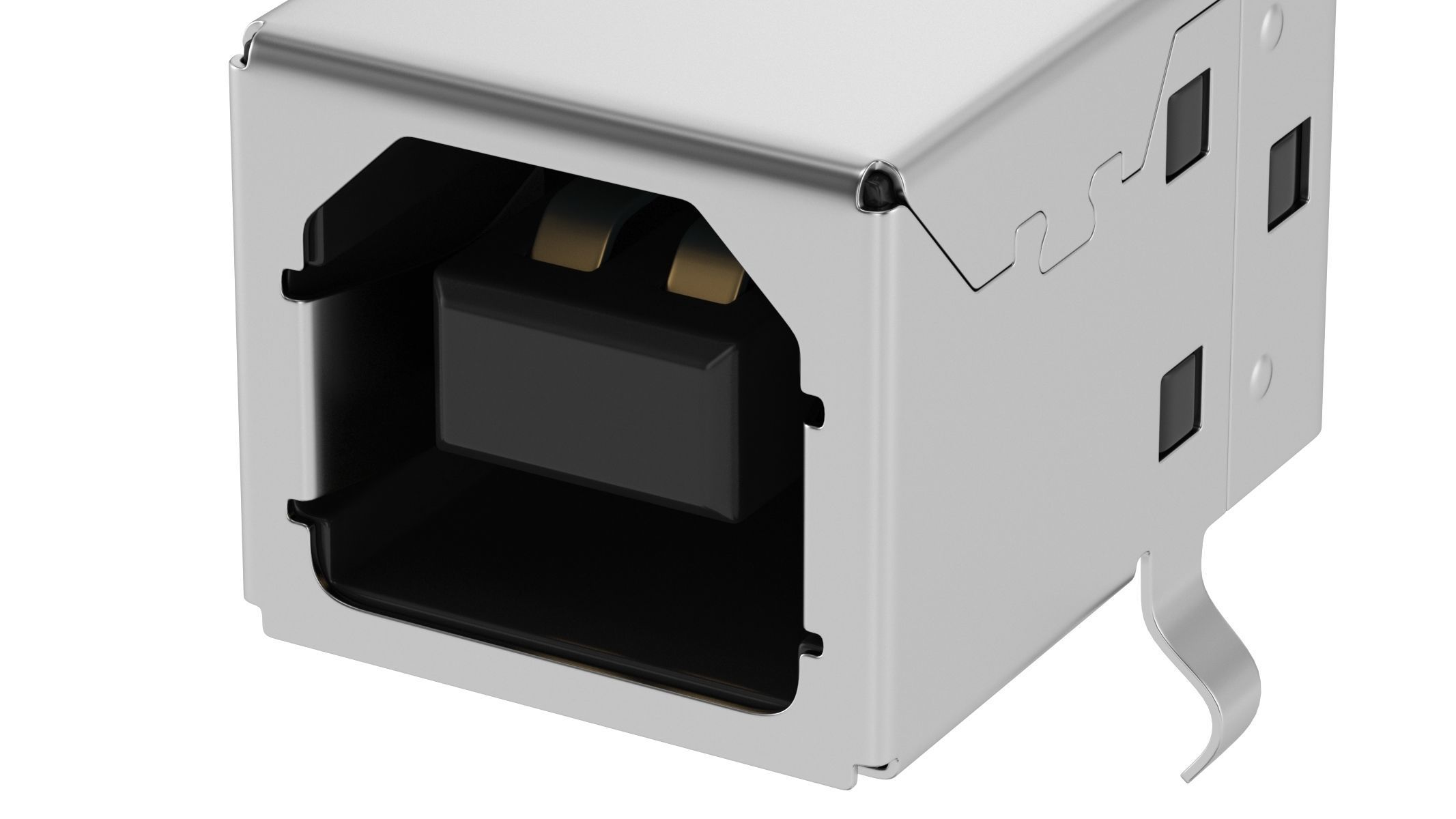 USB Type B Female 3D model_2