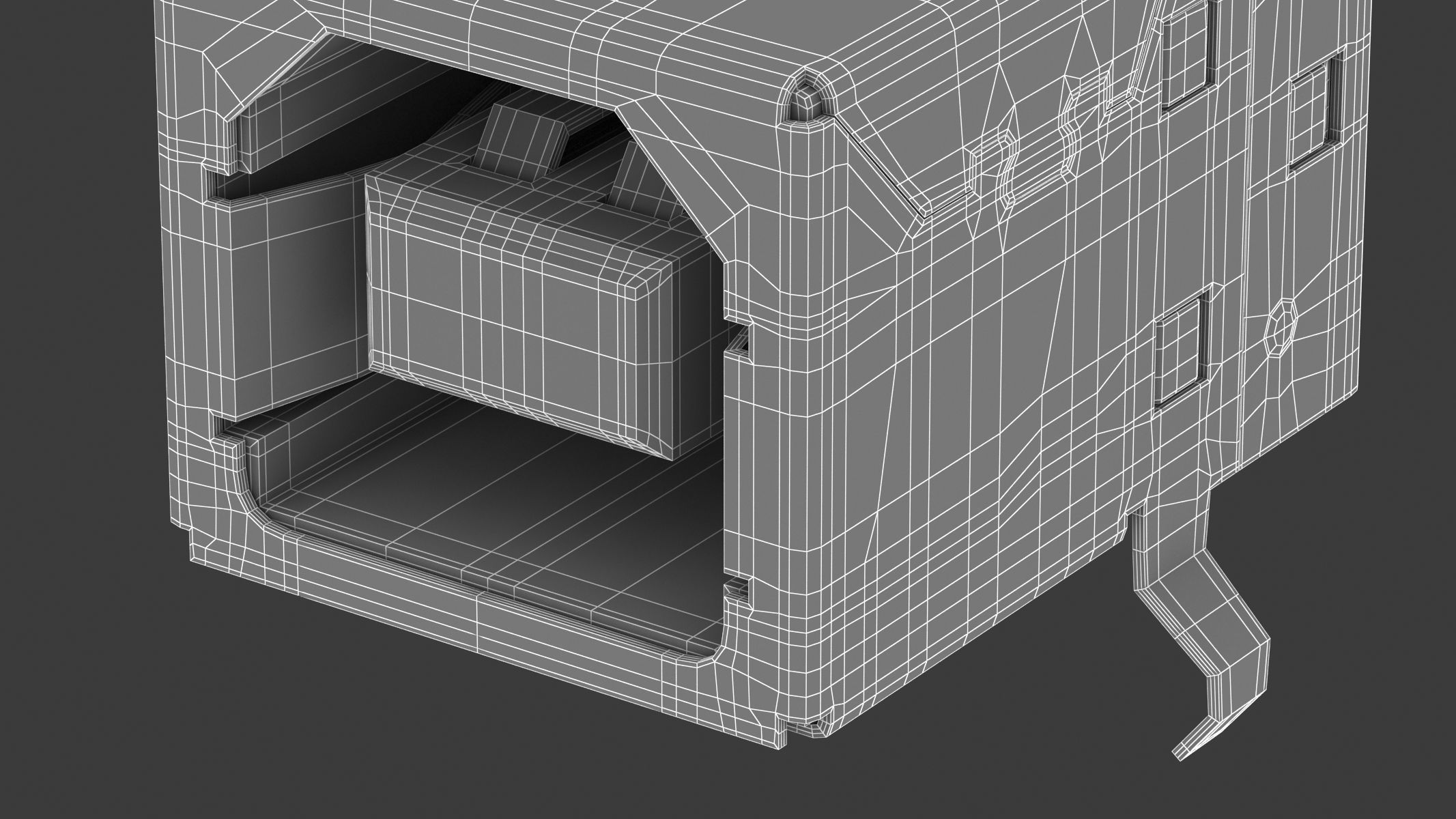 USB Type B Female 3D model_7