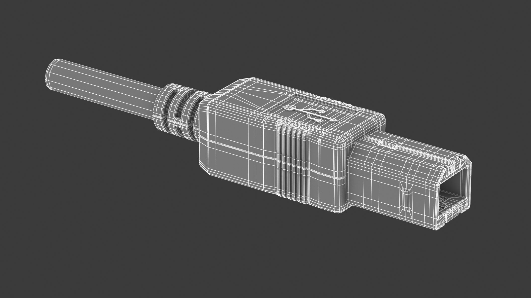 USB Type B Male 3D model_5