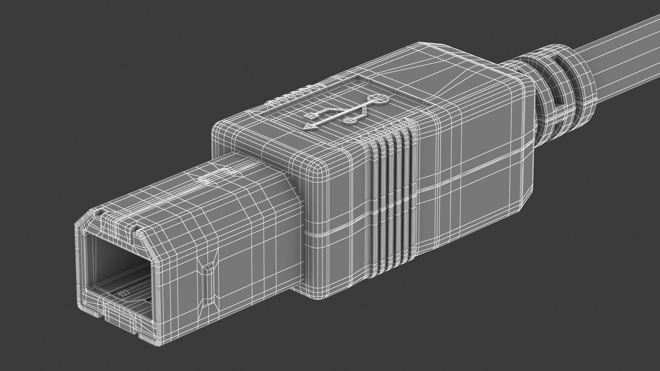 USB Type B Male 3D model_7