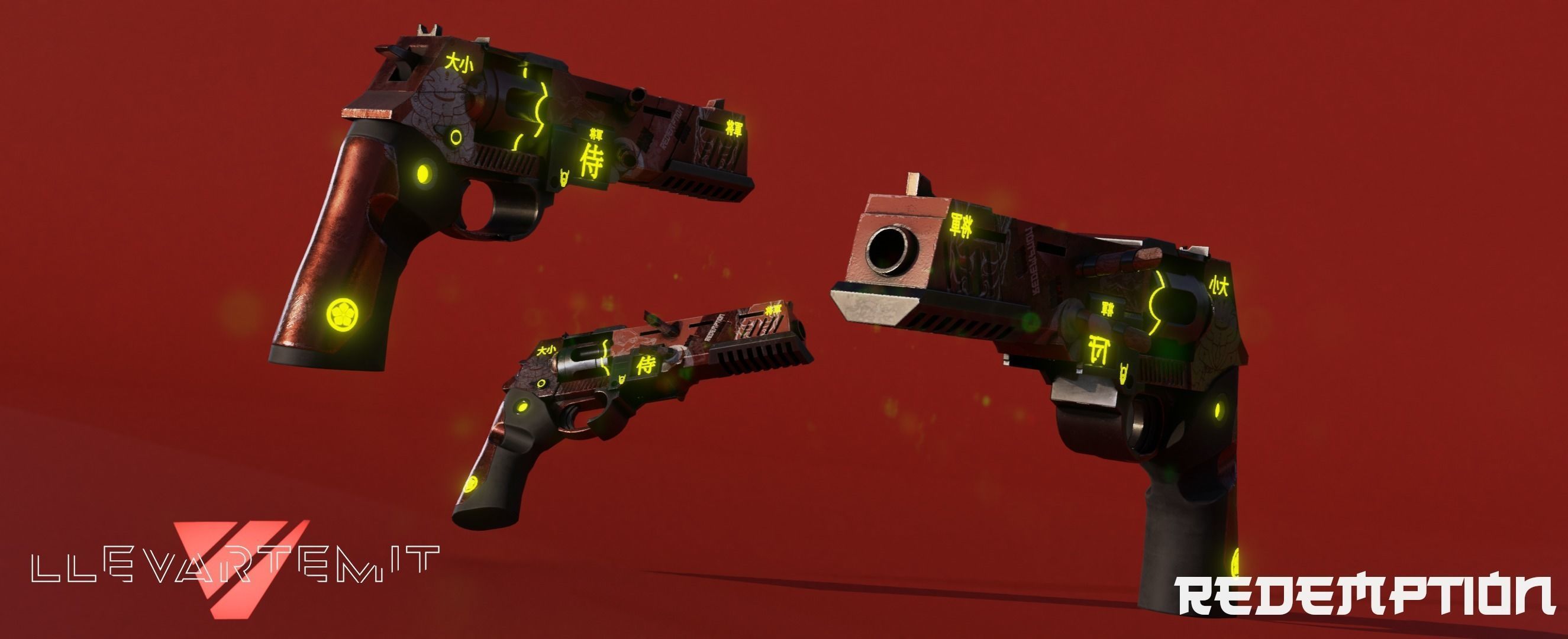 Cyberpunk Revolver Low-poly 3D model_10