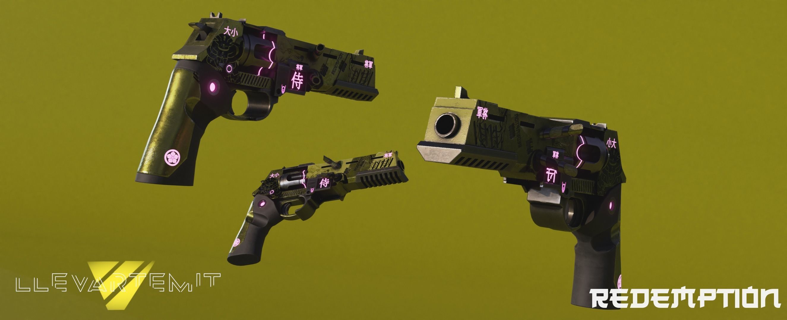 Cyberpunk Revolver Low-poly 3D model_12