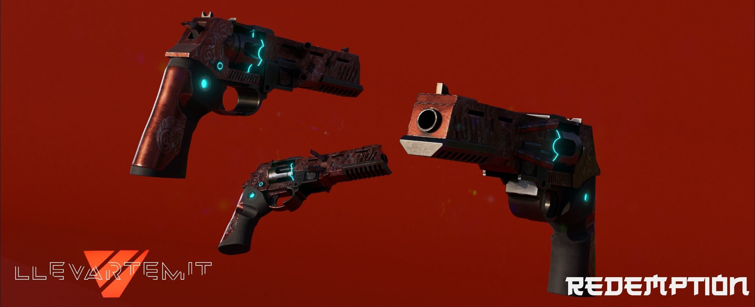 Cyberpunk Revolver Low-poly 3D model_21