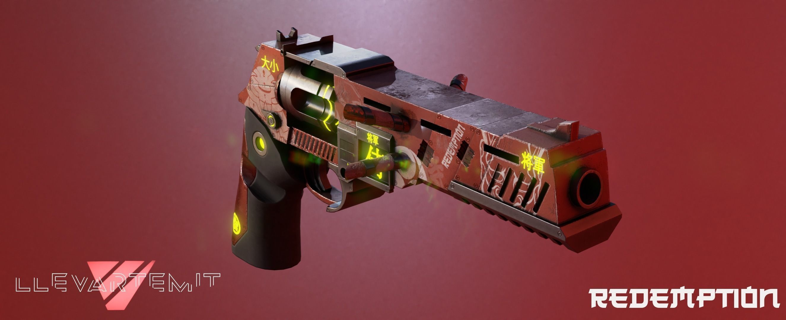 Cyberpunk Revolver Low-poly 3D model_3